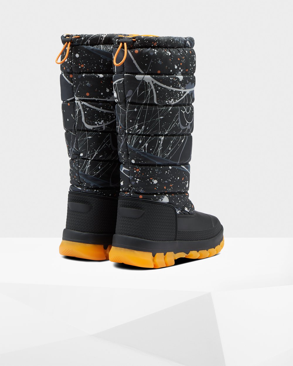 Botas de Nieve Hunter Mujer - Original Printed Insulated Tall - Grises Negros - FIHXSGQ-08